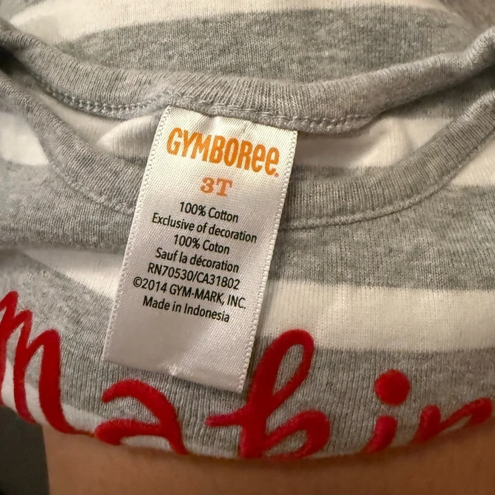 Gymboree Gray and White Striped Long Sleeve Tee “Making Spirits Bright” size 3T